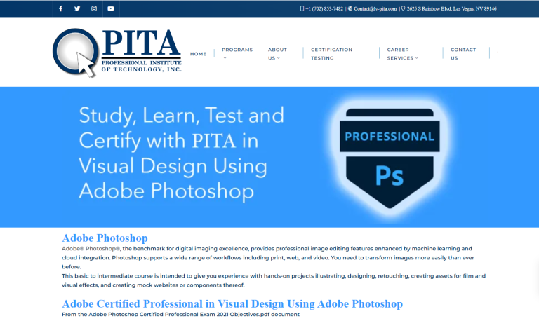 Website Photoshop page.  768x468